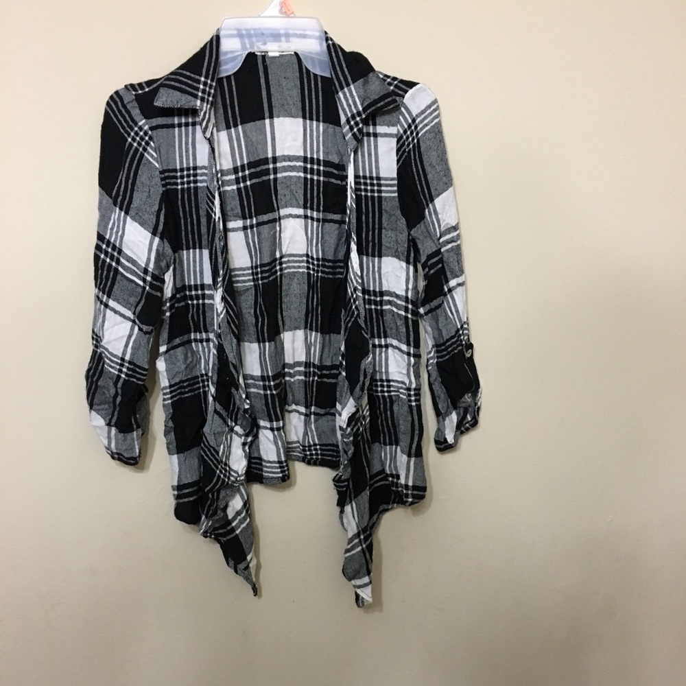 Black Plaid Button-Down Tie Shirt